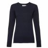 Sweatshirts & Sweaters * | Russell Womens/Ladies Cotton Acrylic Crew Neck Sweater French Navy