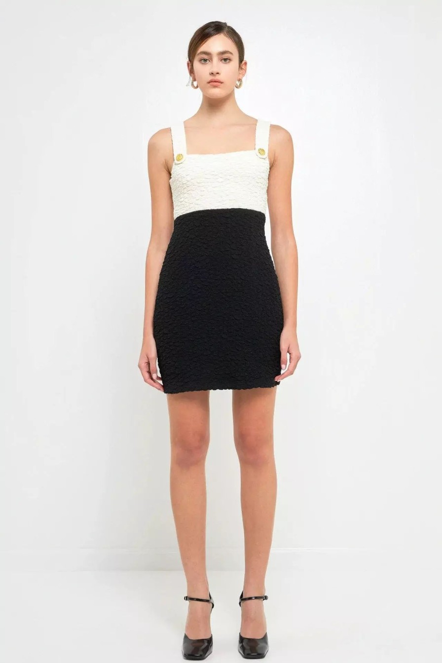 Dresses * | Endless Rose Color Block Mini Dress Ivory/Black