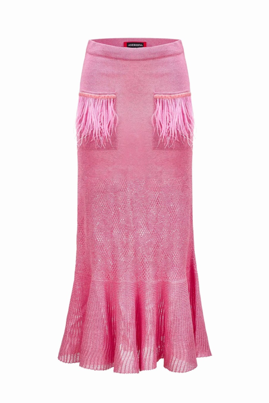 Skirts * | Andreeva Knit Skirt With Feather Details On The Pocket Pink