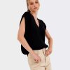 Sweatshirts & Sweaters * | English Factory Throw On Solid Sweater Vest Black