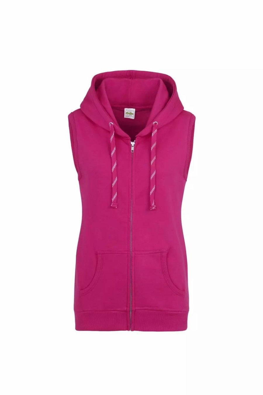 Sweatshirts & Sweaters * | Awdis Just Hoods Womens/Ladies Girlie Sleeveless Full Zip Hoodie ( ) Hot Pink