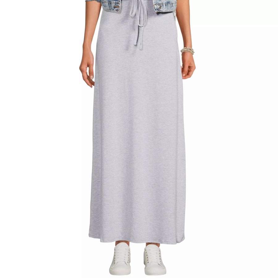 Skirts * | Sobeyo Women'S Maxi Long Skirt Drawstring Waist Pockets Soft Comfort Fabric Gray