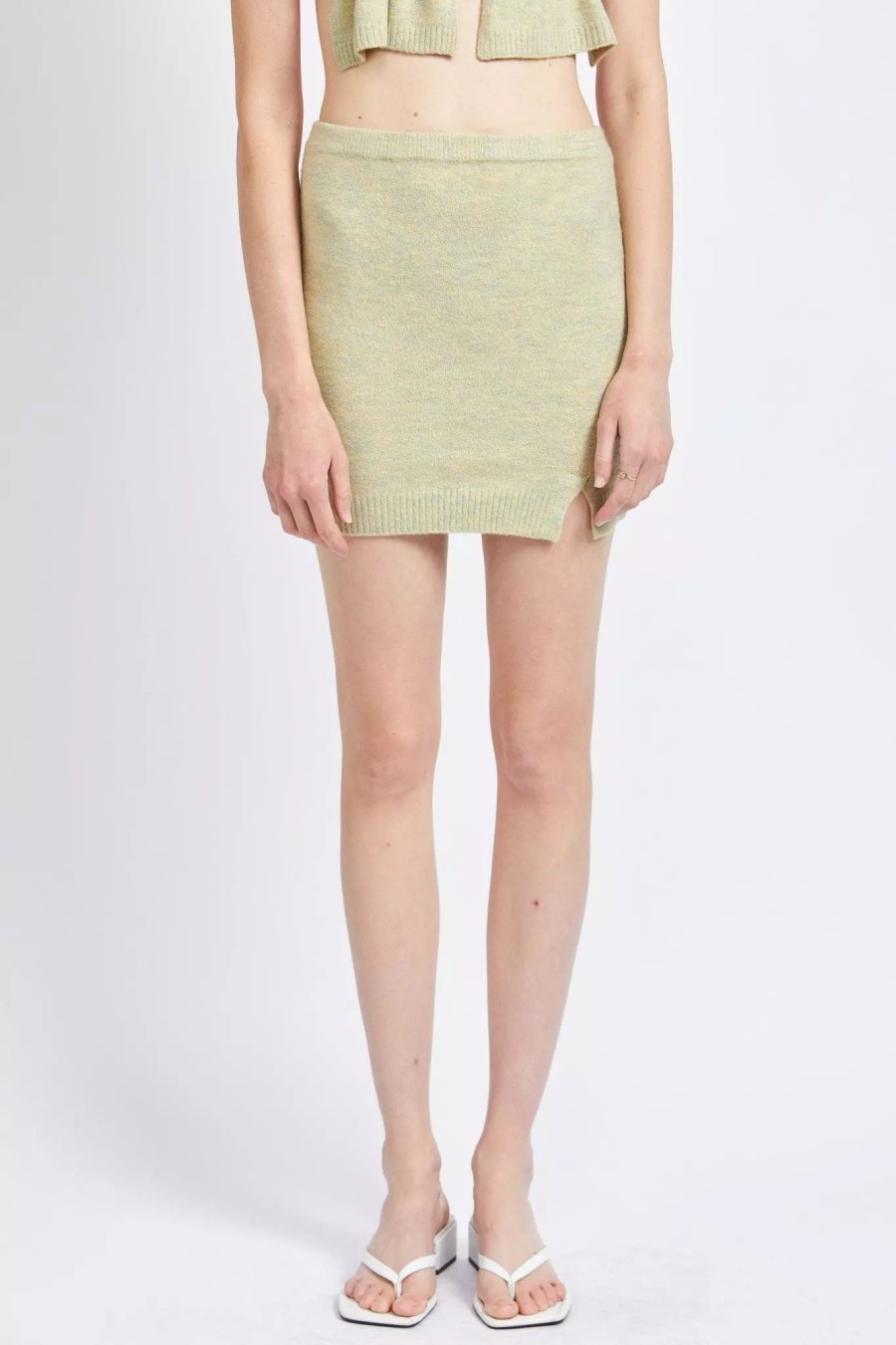 Skirts * | Emory Park Regina Knitted Mini Skirt Sage