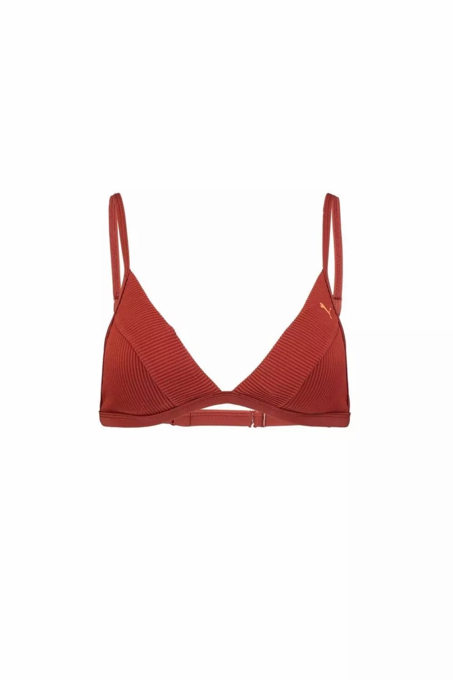 Swimwear * | Puma Womens/Ladies Triangle Ribbed Bikini Top Brown