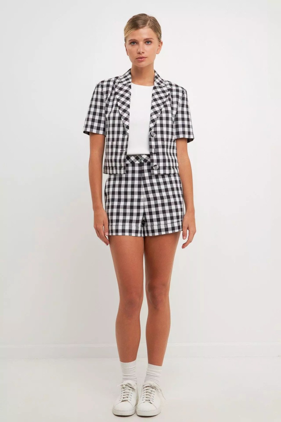 Bottoms * | English Factory High-Waisted Gingham Shorts Black