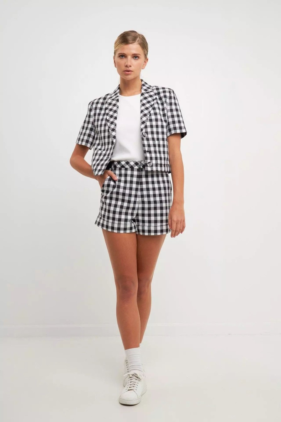 Bottoms * | English Factory High-Waisted Gingham Shorts Black