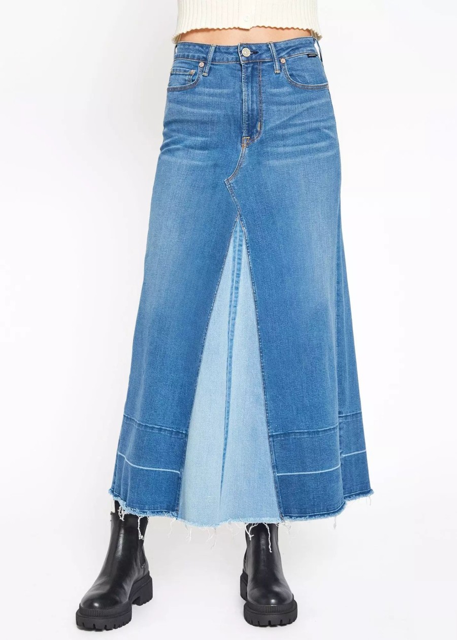 Skirts * | Noend Denim Replay Upcycled Maxi Skirt Light Indigo