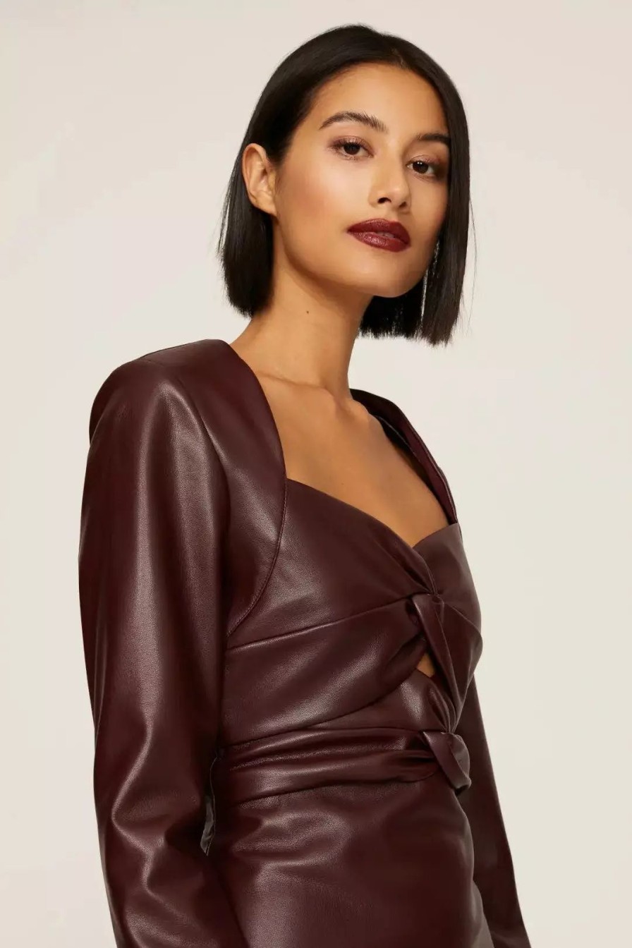 Dresses * | One33 Social The Tina, Faux Leather Cocktail Dress Burgundy