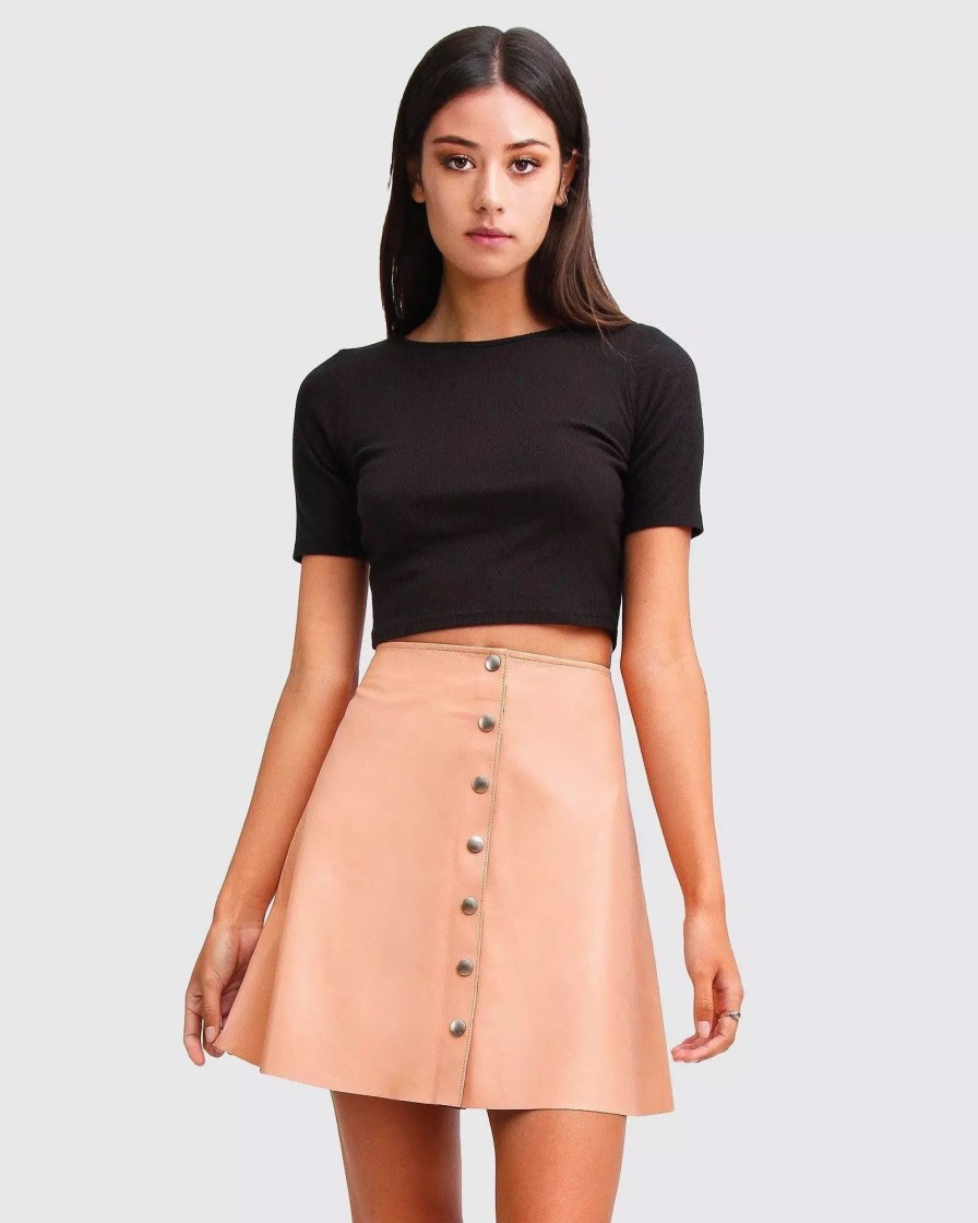 Skirts * | Belle & Bloom Into The Woods Leather Mini Skirt Blush