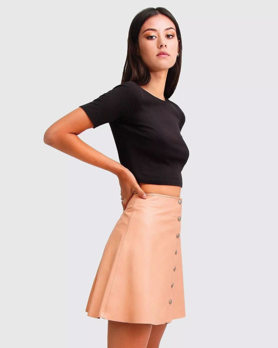 Skirts * | Belle & Bloom Into The Woods Leather Mini Skirt Blush