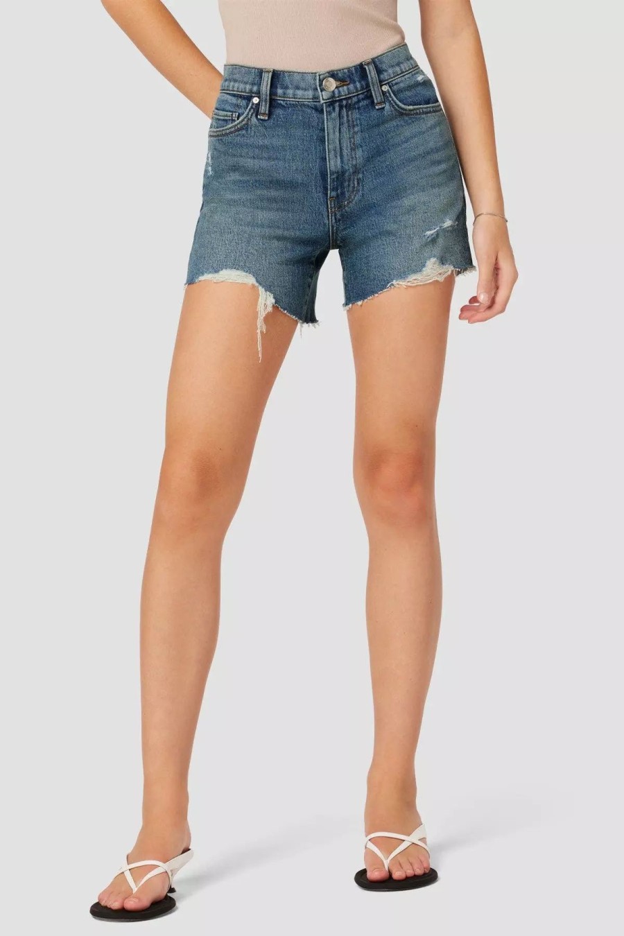 Bottoms * | Hudson Jeans Devon High Rise Boyfriend Short Destructed Star