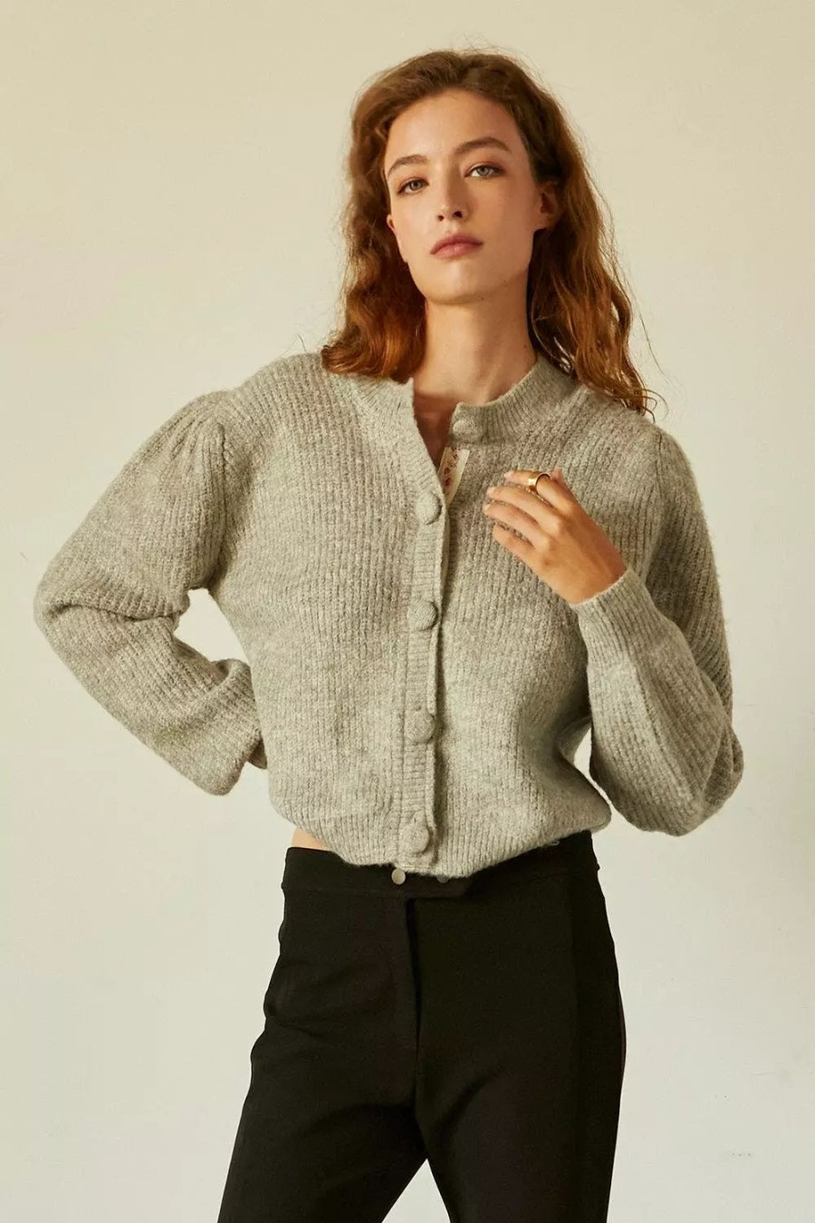 Sweatshirts & Sweaters * | Crescent Lisa Jacquard Trim Cardigan Sweater