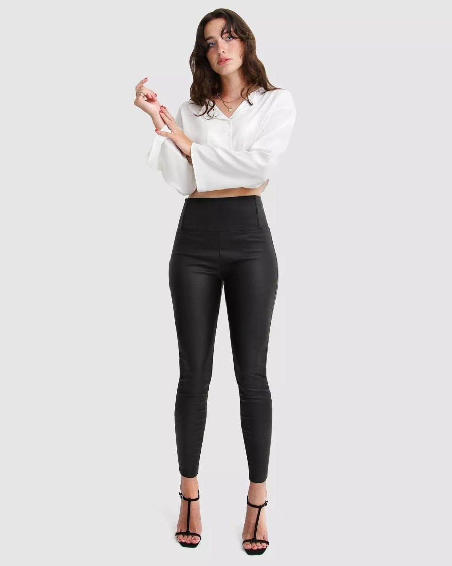 Bottoms * | Belle & Bloom City Slicker Coated Legging Black