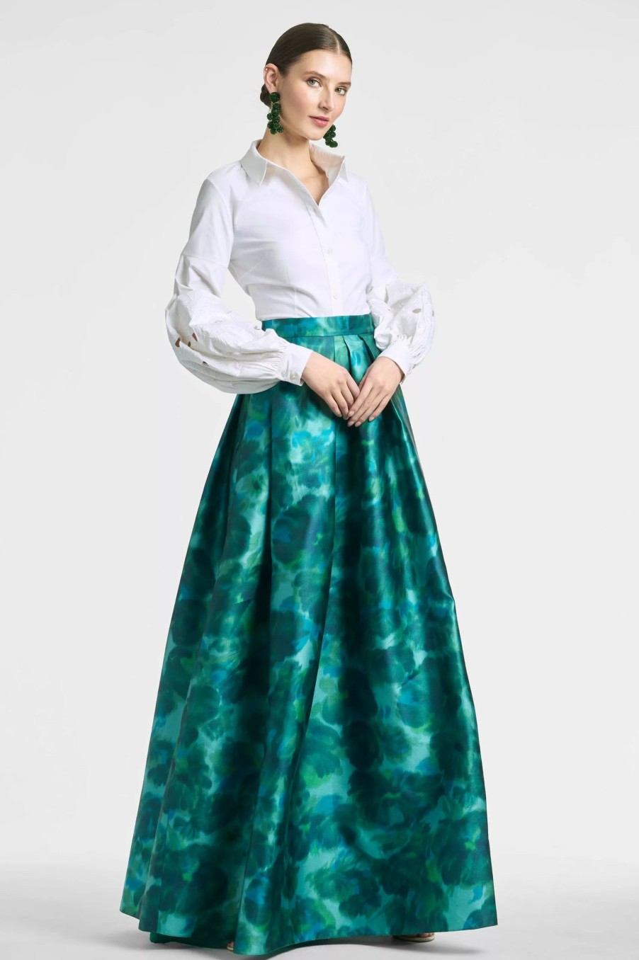 Skirts * | Sachin & Babi Ava Skirt Emerald Watercolor Floral