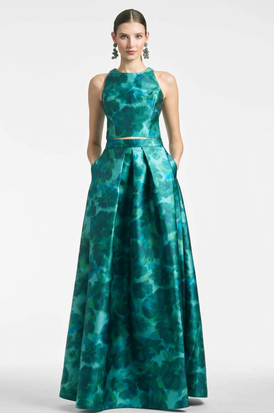 Skirts * | Sachin & Babi Ava Skirt Emerald Watercolor Floral