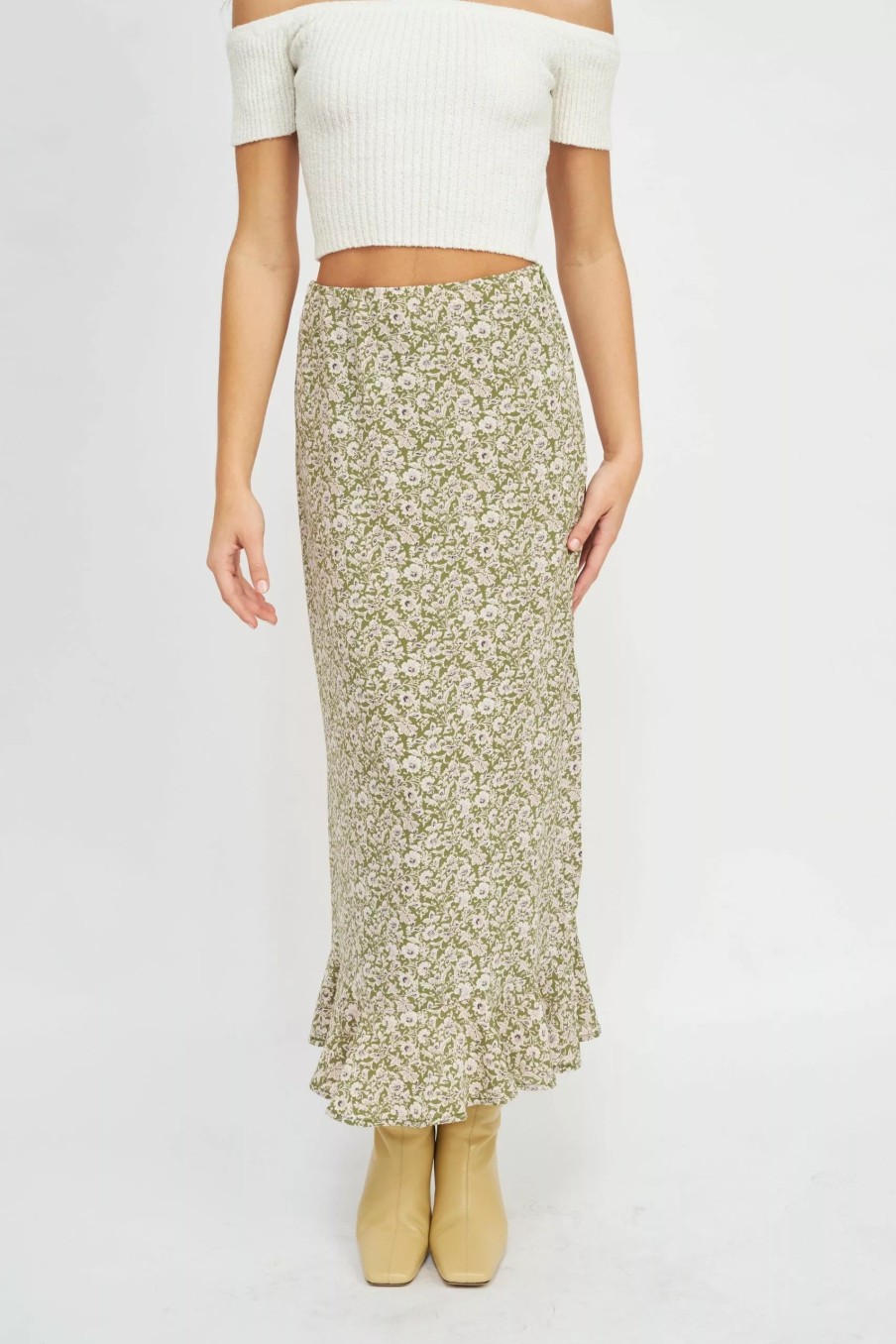 Skirts * | Emory Park Kayla Midi Skirt Green Floral