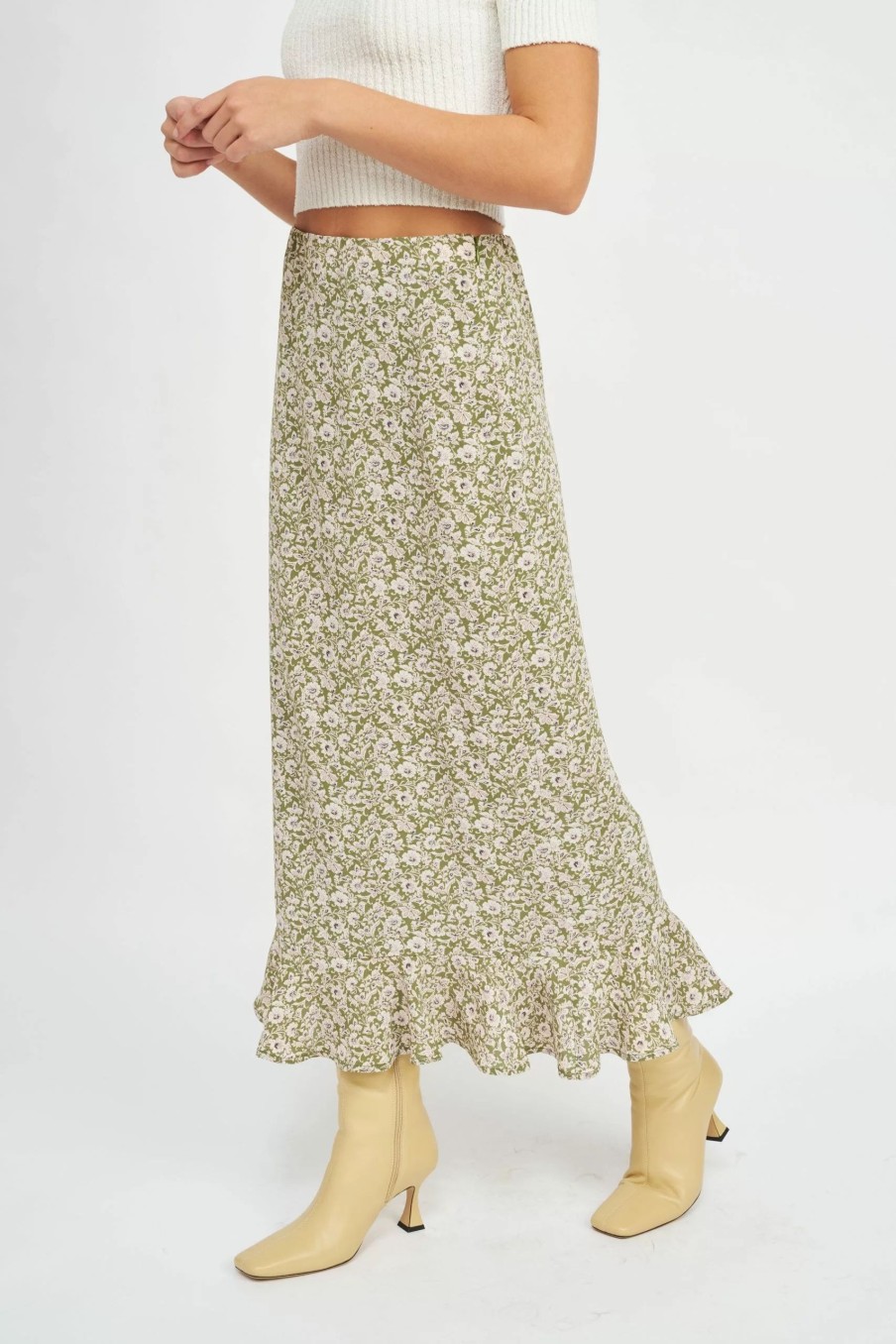 Skirts * | Emory Park Kayla Midi Skirt Green Floral