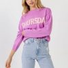 Sweatshirts & Sweaters * | English Factory Thursday Motif Sweater Lavender