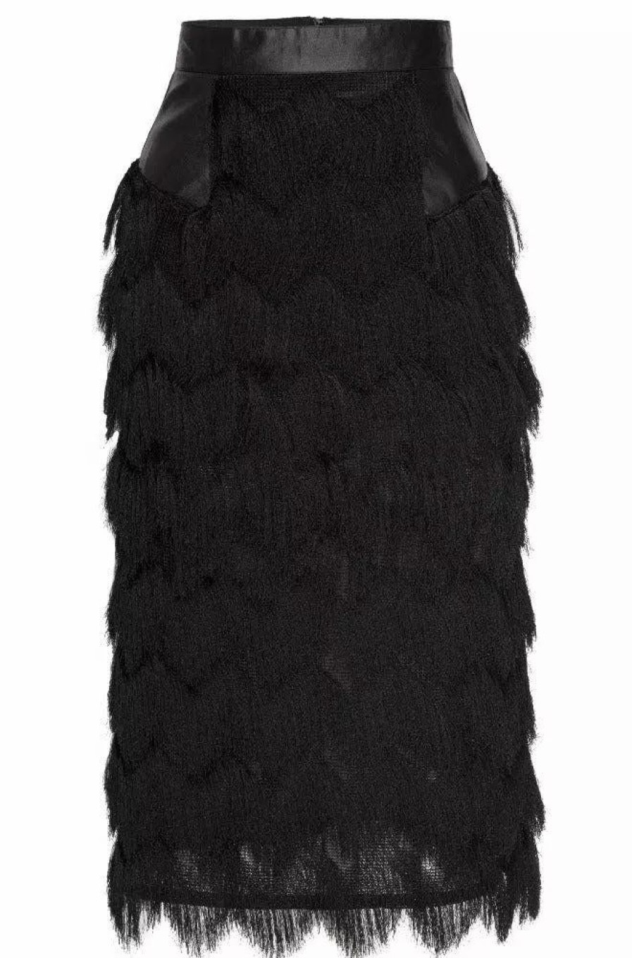 Skirts * | Lahive Valentina Fringe Skirt In Multi-Lengths Noir