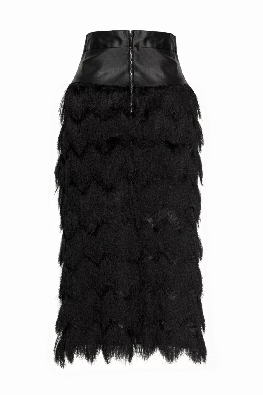 Skirts * | Lahive Valentina Fringe Skirt In Multi-Lengths Noir