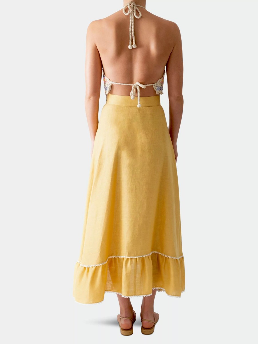 Skirts * | Miguelina Marika Linen Skirt Turmeric