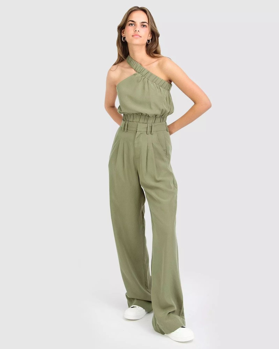 Bottoms * | Belle & Bloom State Of Play Wide Leg Pant Army Green