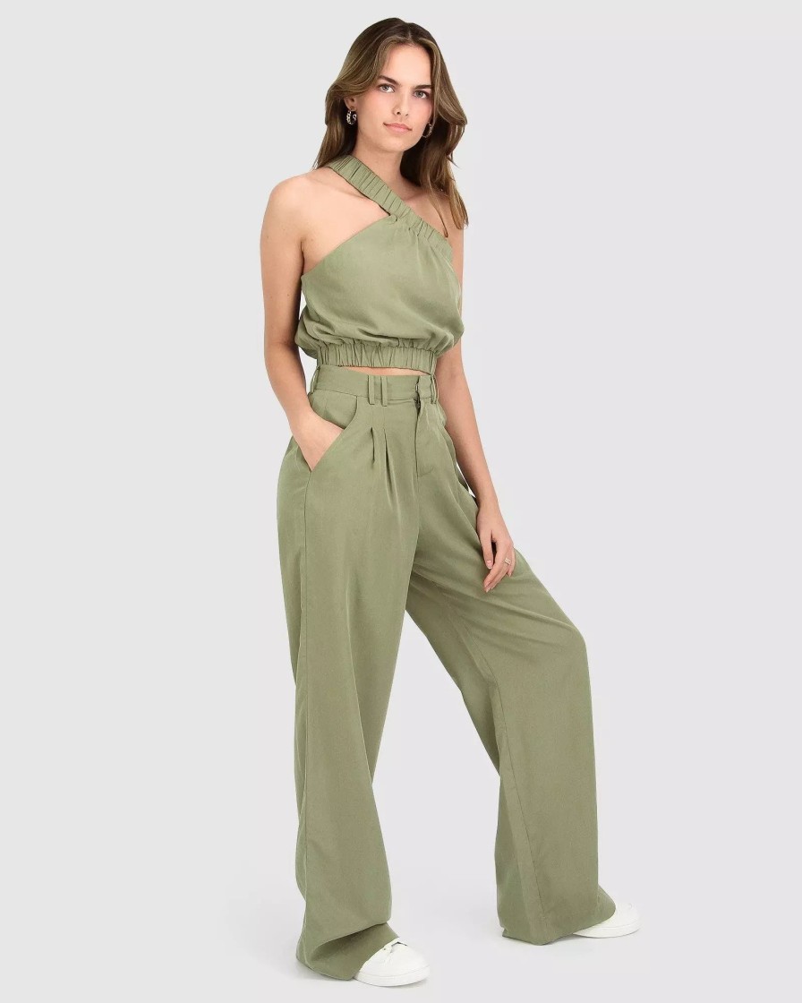 Bottoms * | Belle & Bloom State Of Play Wide Leg Pant Army Green