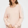 Sweatshirts & Sweaters * | Pleione Women'S Round Neck Sweater With Long Cuff Sleeves Blush