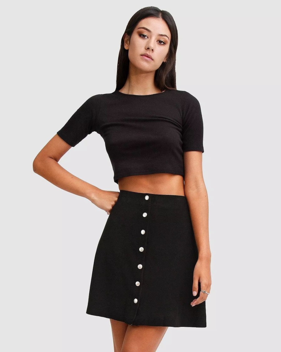 Skirts * | Belle & Bloom Into The Woods Leather Mini Skirt Black