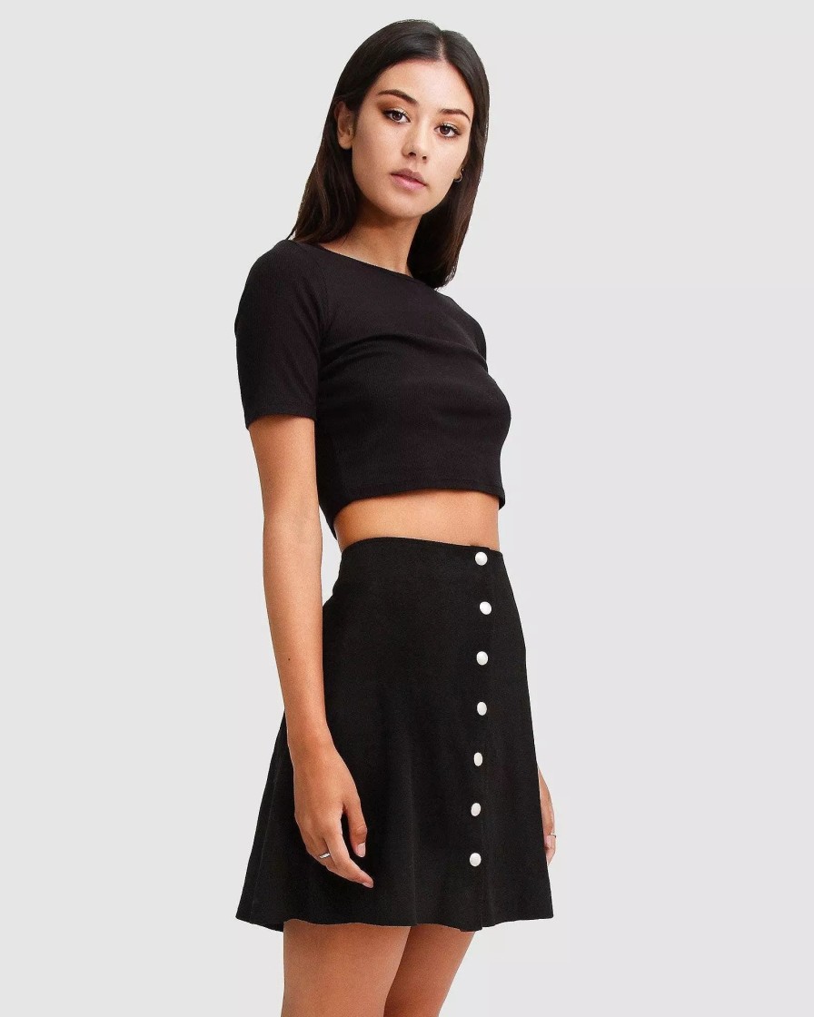 Skirts * | Belle & Bloom Into The Woods Leather Mini Skirt Black