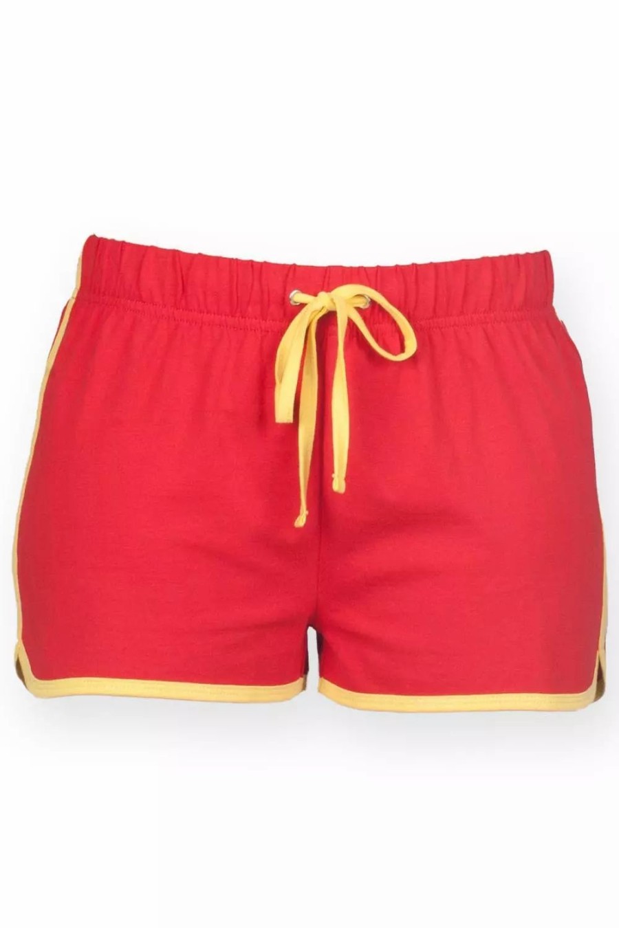 Bottoms * | Skinni Fit Womens/Ladies Retro Training/Fitness Sports Shorts ( ) Red/ Yellow