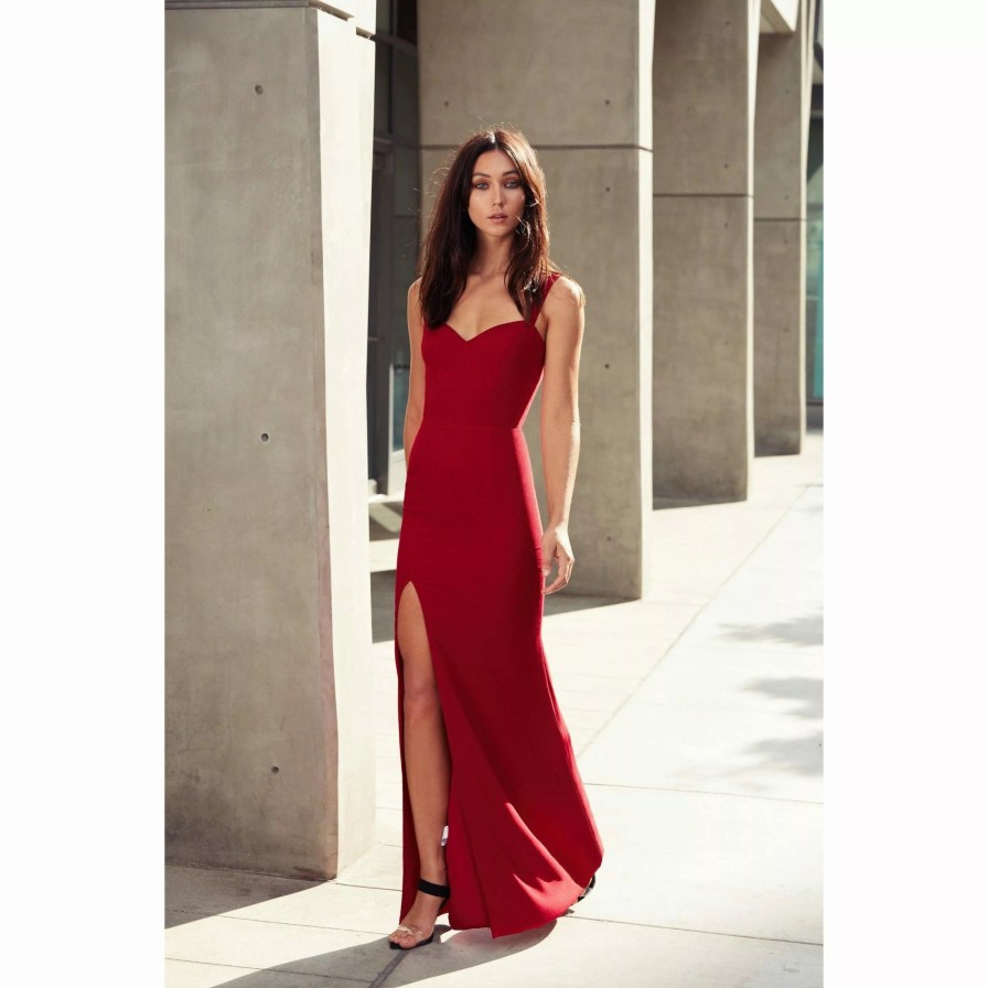 Dresses * | Dress The Population Estella Dress Garnet