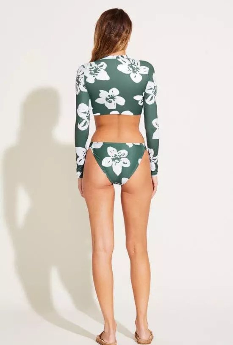 Swimwear * | Vitamin A Gemma Ruched Bottom Full Coverage Aloe Bloom Print