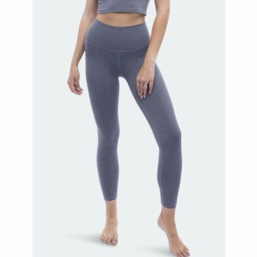 Bottoms * | Lezat Rib 7/8 High Waisted Legging Leggings Slate