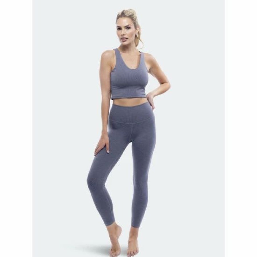 Bottoms * | Lezat Rib 7/8 High Waisted Legging Leggings Slate