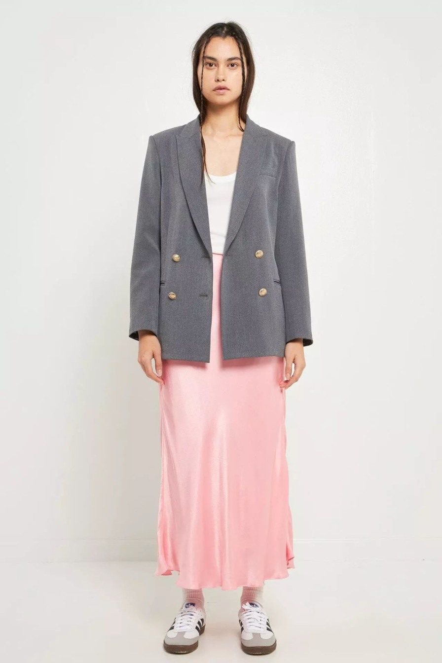 Skirts * | Grey Lab Satin Maxi Skirt Bubblegum Pink