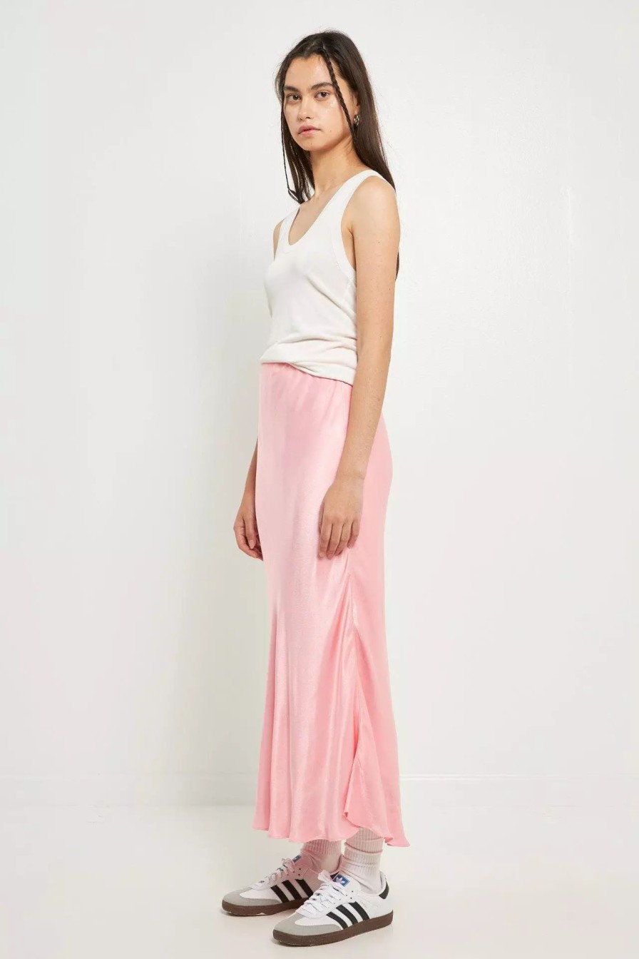 Skirts * | Grey Lab Satin Maxi Skirt Bubblegum Pink