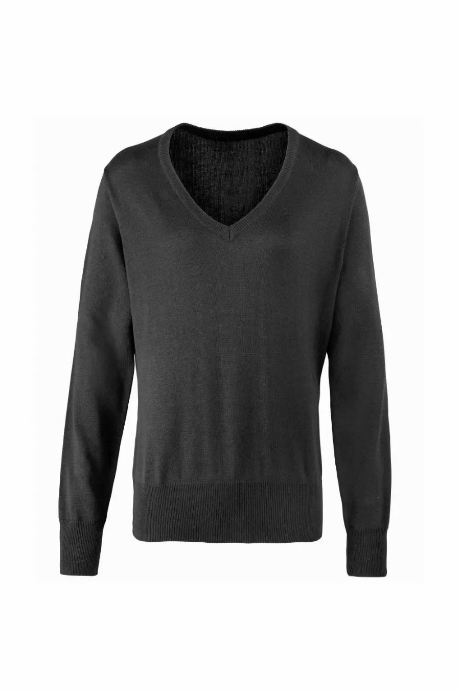 Sweatshirts & Sweaters * | Premier Womens/Ladies V-Neck Knitted Sweater / Top Charcoal