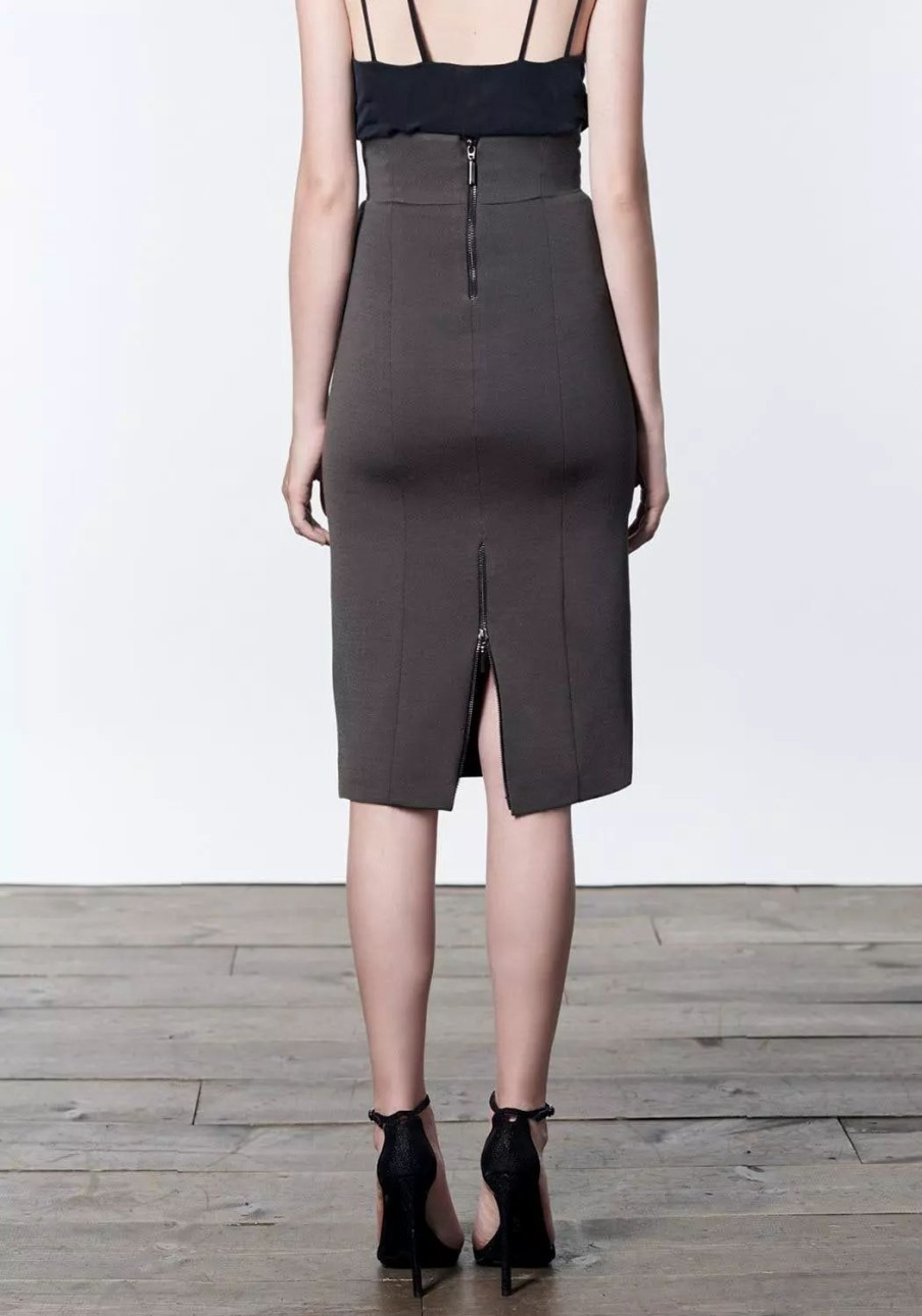 Skirts * | Lahive Natalia Taupe Pencil Skirt Bark