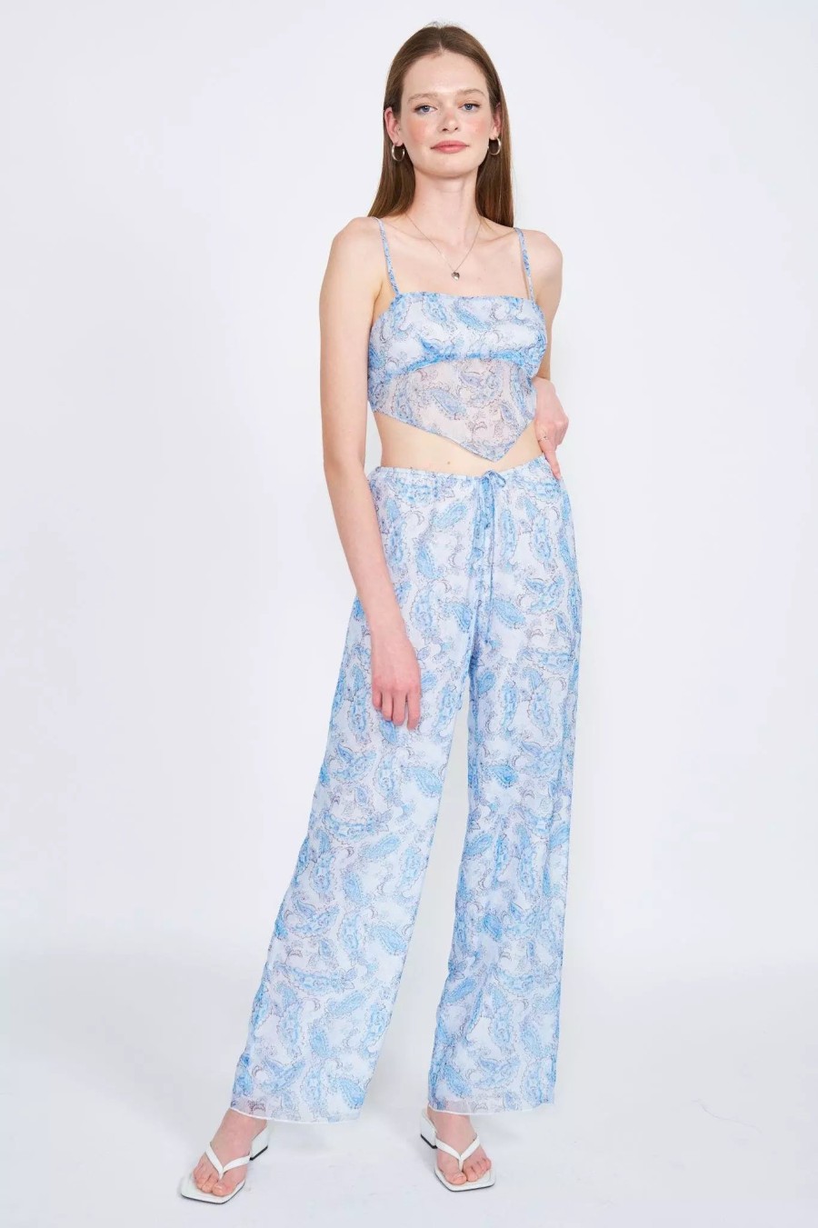 Bottoms * | Emory Park Jera Sheer Pants Blue Paisley