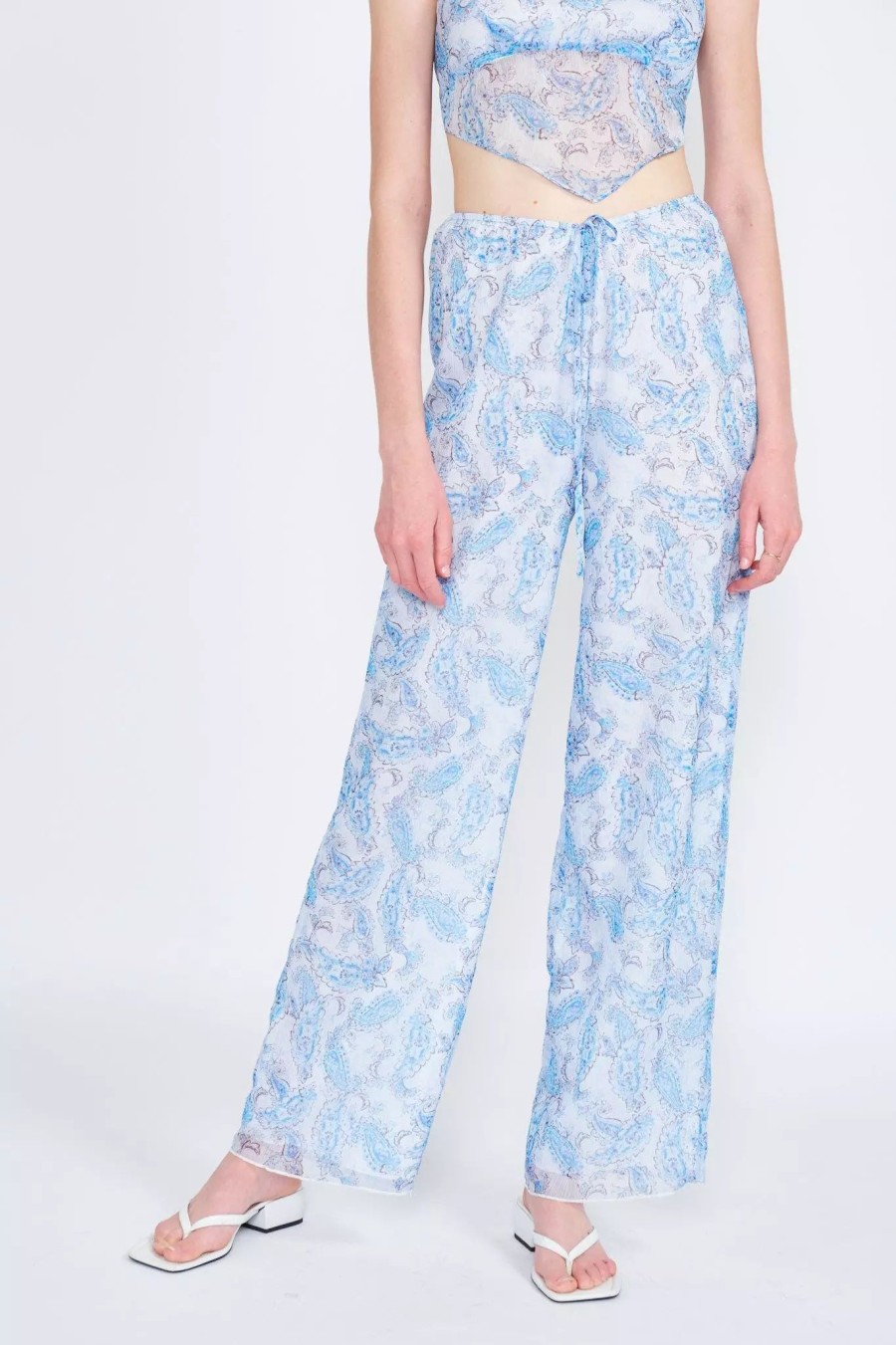 Bottoms * | Emory Park Jera Sheer Pants Blue Paisley