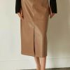 Skirts * | Crescent Natalie Vegan Leather Midi Skirt