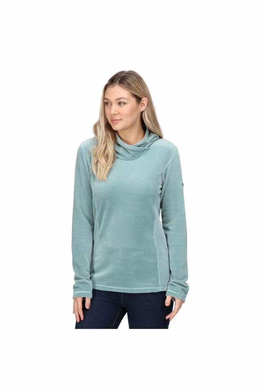 Sweatshirts & Sweaters * | Regatta Womens/Ladies Kyrielle Ribbed Velour Hoodie Ivy Moss