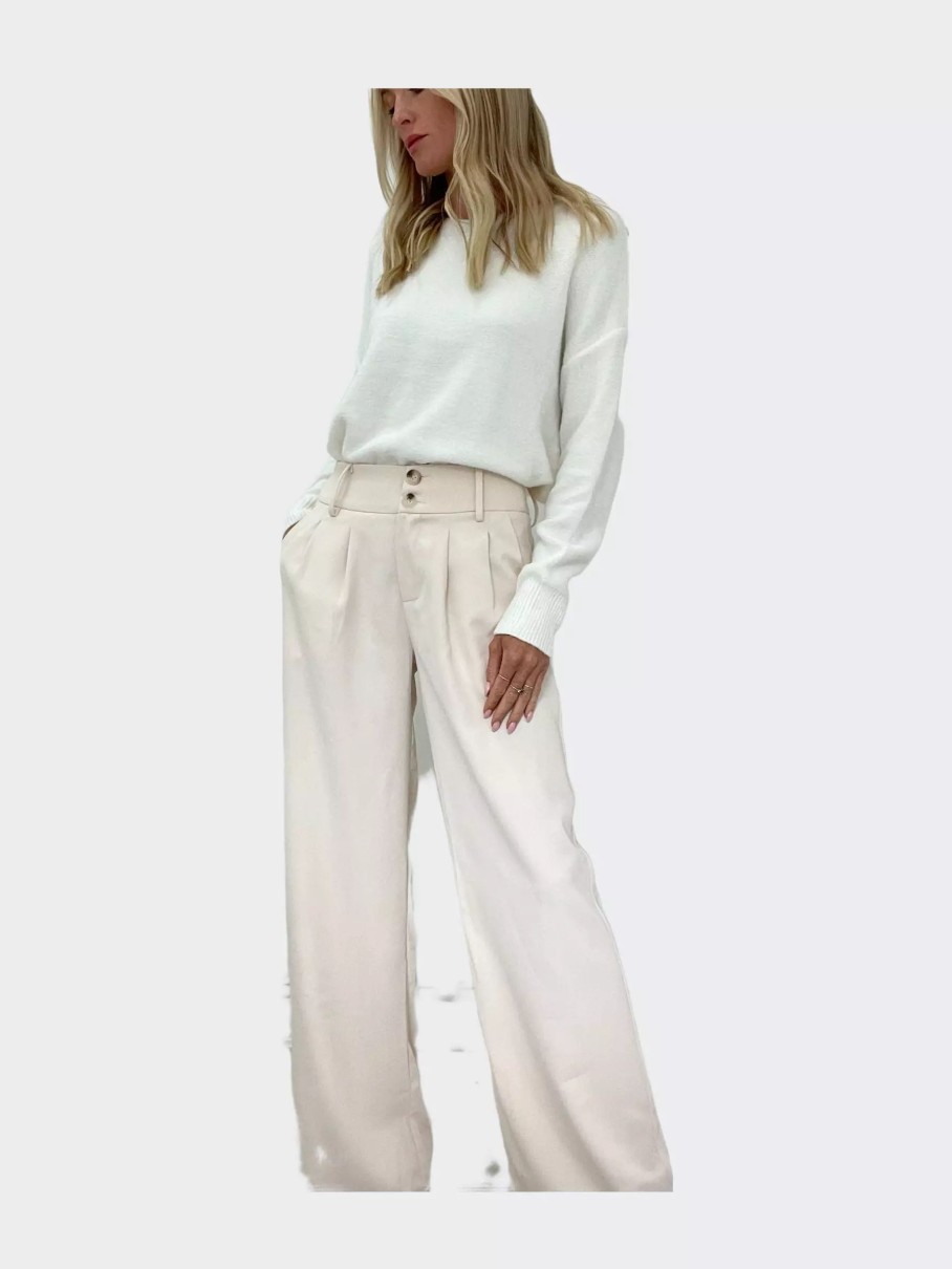 Bottoms * | Six Fifty Hannah Trouser Eggshell