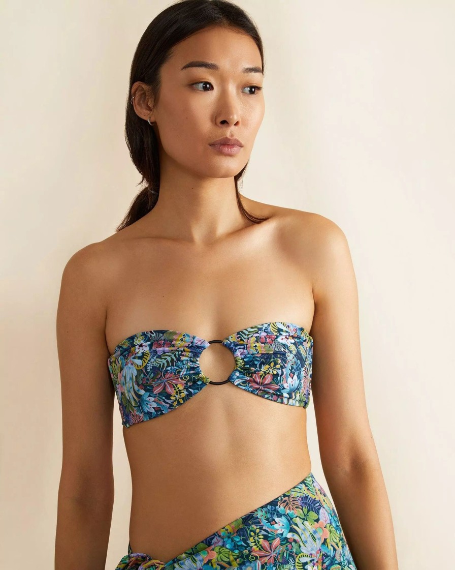 Swimwear * | Onia Luna Bikini Top Black Jungle Forest