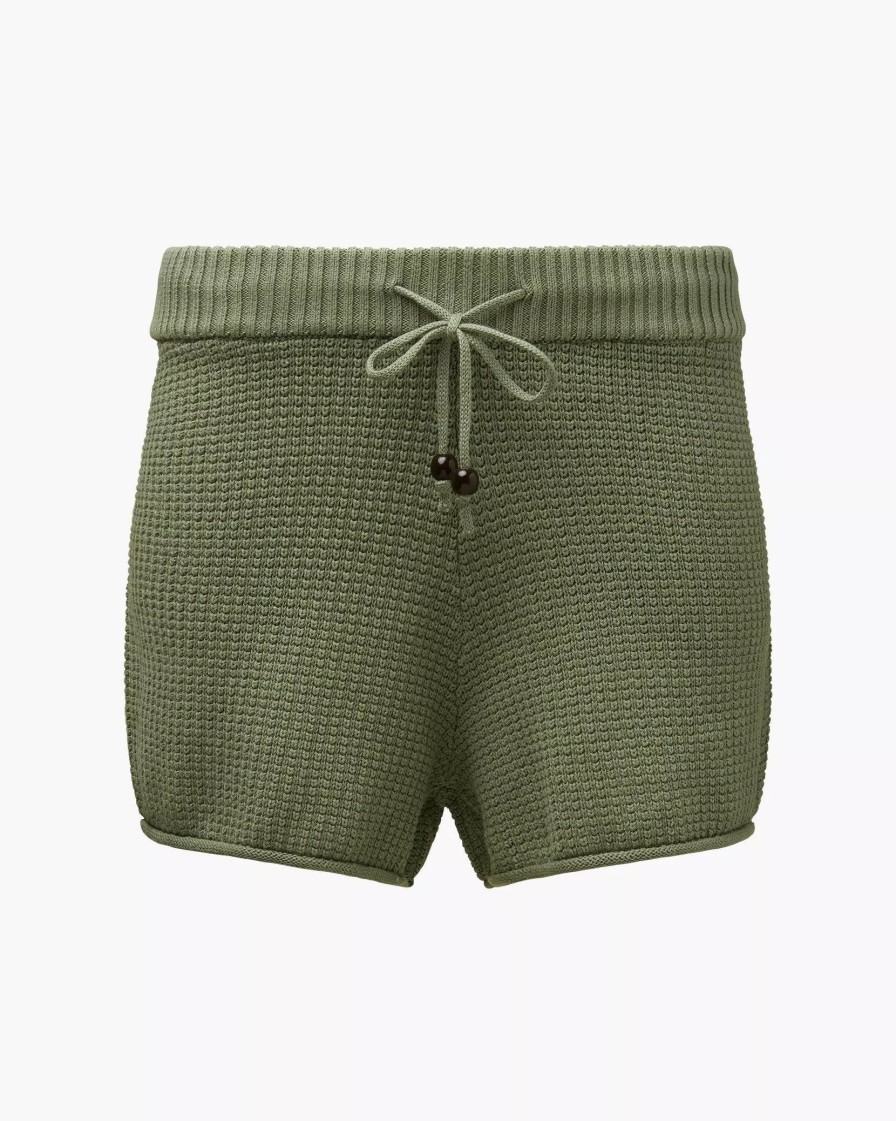 Bottoms * | Onia Cotton Waffle Sweater Pull On Short Sage Green