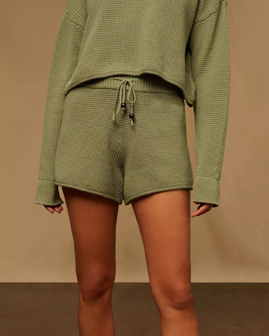 Bottoms * | Onia Cotton Waffle Sweater Pull On Short Sage Green