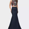 Dresses * | La Femme Two Piece Mermaid Prom Dress With Denim Skirt Dark Wash