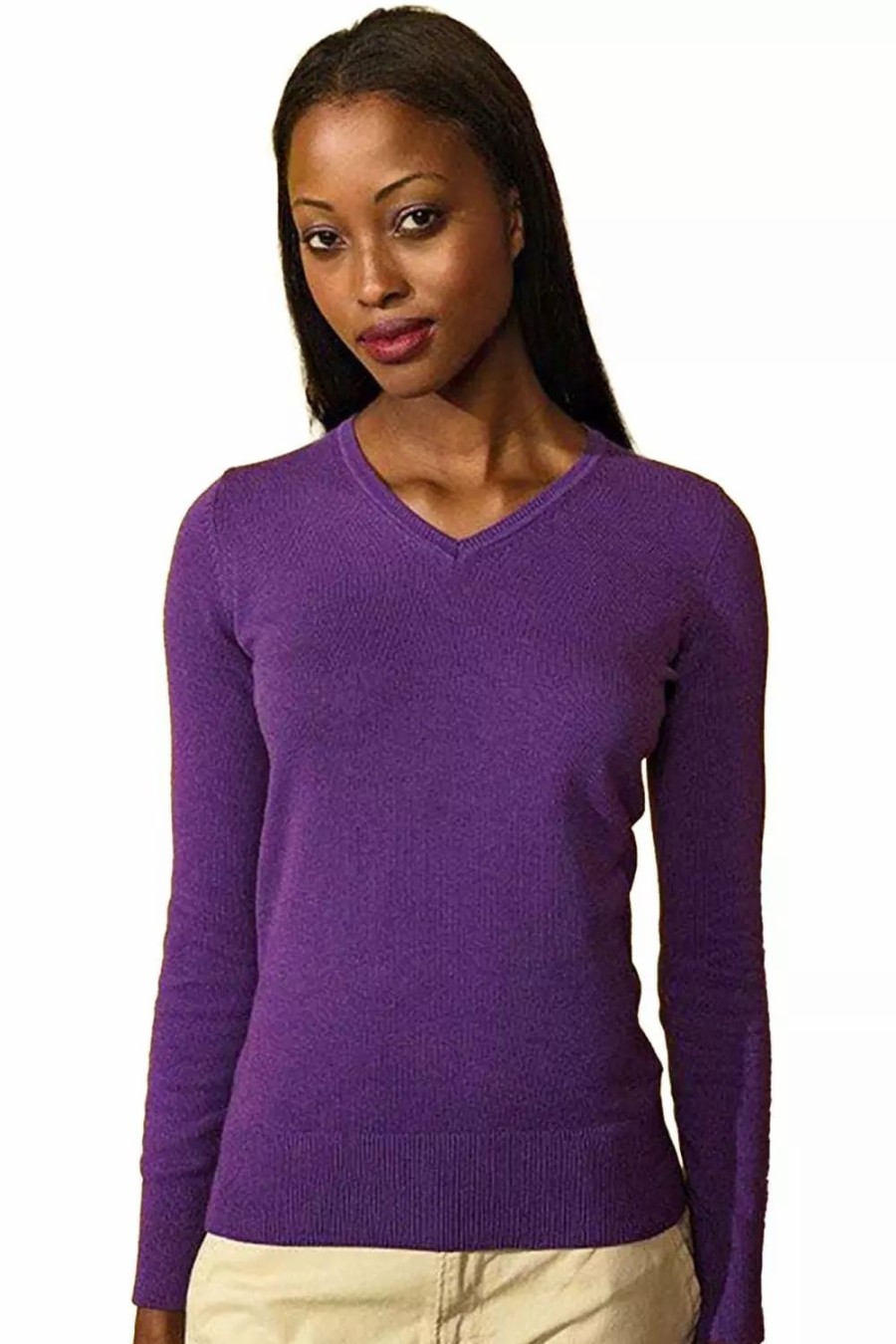 Sweatshirts & Sweaters * | Asquith & Fox Womens/Ladies V-Neck Sweater Purple Heather