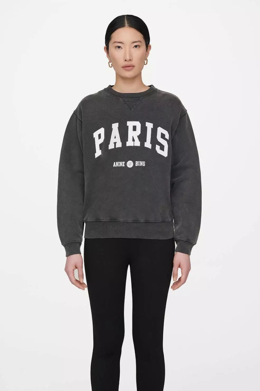 Sweatshirts & Sweaters * | Anine Bing Ramona Sweatshirt University Paris Washed Black